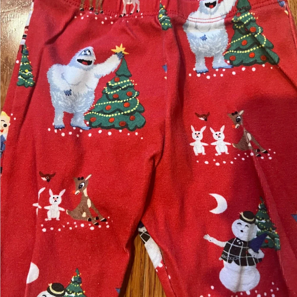 Pottery Barn Kids Red Holiday Snowman & Reindeer Pajama Set